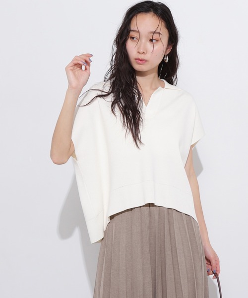 ニット セーター リラックスフィットクロップド ポロニット レディース FREAK'S STORE ニット セーター ポロニット レディース