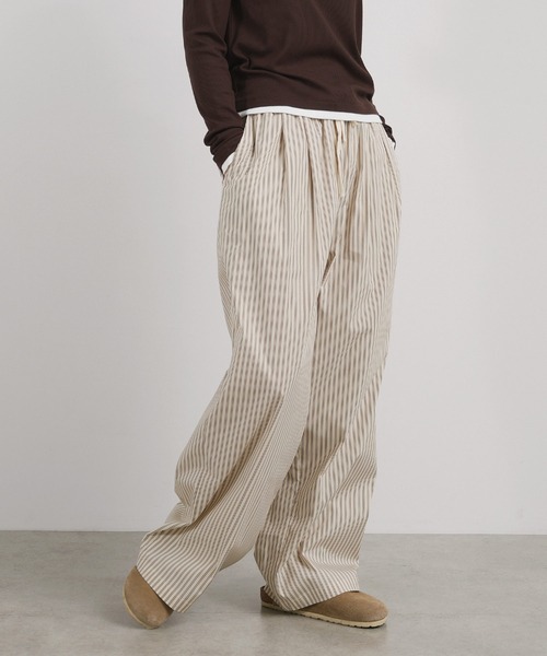 ANME ワイドパンツ パンツ 「新色追加」ストライプイージーワイド