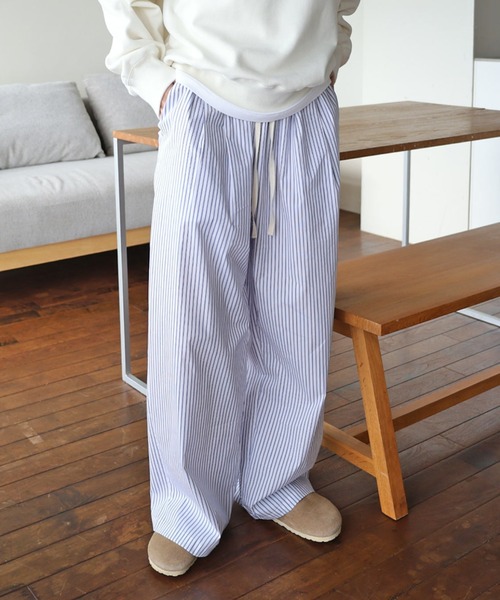 うめページ ANME パンツ フラワープリントイージーワイドパンツ レディース