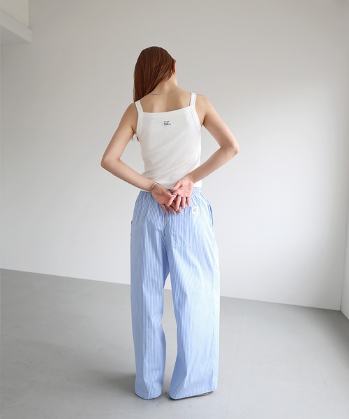 ANME パンツ ストライプイージーワイドパンツ レディース メンズ
