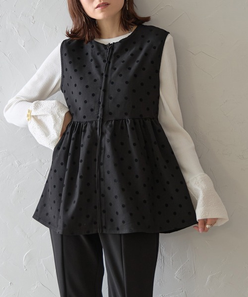 ella_selectshop エラ　ぺプラムジレ　ベスト セール】シアーペプラムジレ／327513（ベスト）｜Elura