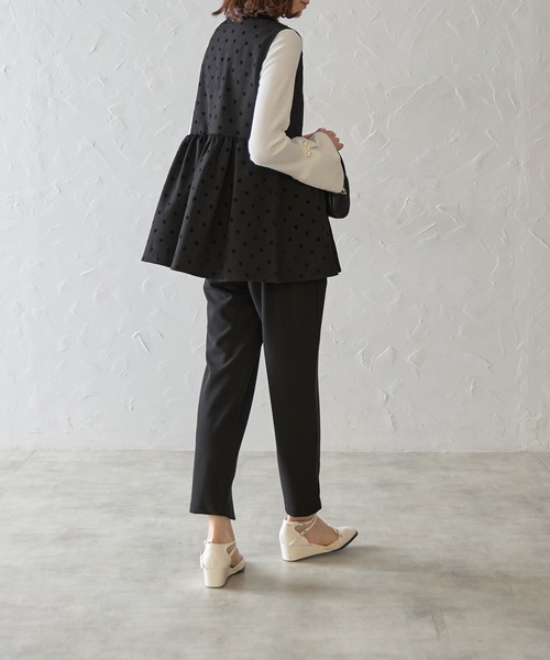 each alchemist ベスト ジレ フロッキードットペプラムジップアップ