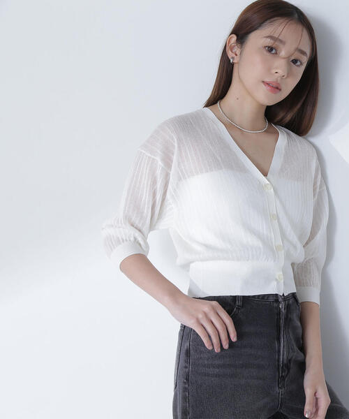 シアーリブカットカーディガン MADE IN JAPAN シアーリブカットカーディガン プラス