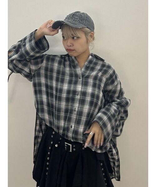 ブラウス シャツ Z)「BLINGLEADS」チェックシャツ/ABS22170 レディース メンズ jouetie ブラウス シャツ ルーズガーゼチェックシャツ