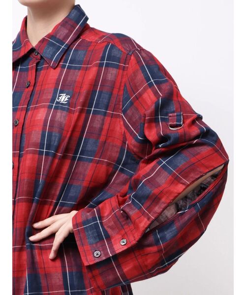 ブラウス シャツ チェック柄シャツ+スウェットセットアップアンサンブル レディース RAGEBLUE ブラウス シャツ BIGシルエット/ルーズオンブレ