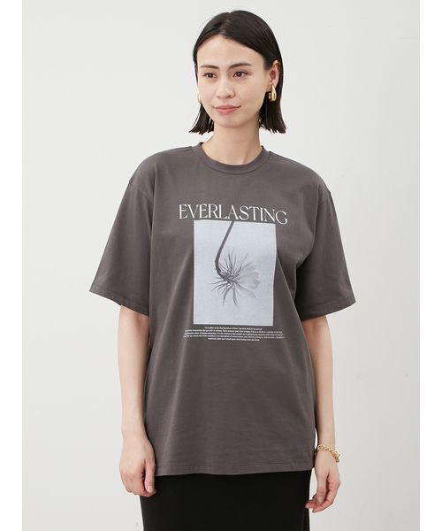 Mila Owen tシャツ フラワーモチーフフォトプリントTシャツ