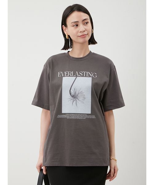 Mila Owen tシャツ フラワーモチーフフォトプリントTシャツ