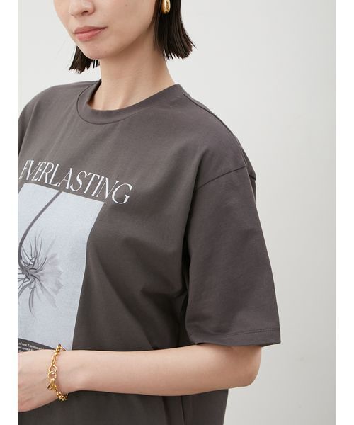 フラワーモチーフTシャツ SunsetPark tシャツ フラワーモチーフ ワンショルダートップス