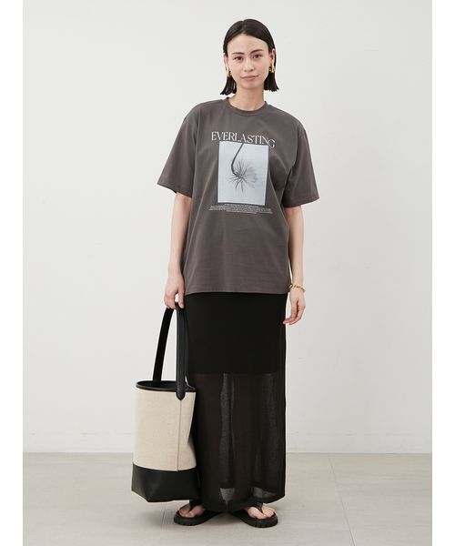 フラワーモチーフTシャツ SunsetPark tシャツ フラワーモチーフ ワンショルダートップス