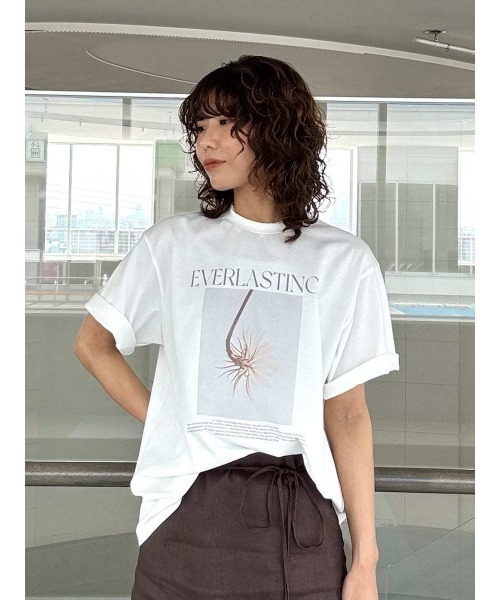 Mila Owen tシャツ フラワーモチーフフォトプリントTシャツ