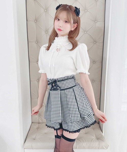 極美品　MINATONO TENRANKAI 半袖シャツ ハート柄 MA*RS（マーズ） tシャツ 半袖 ワントーンハートくり抜きテレコ