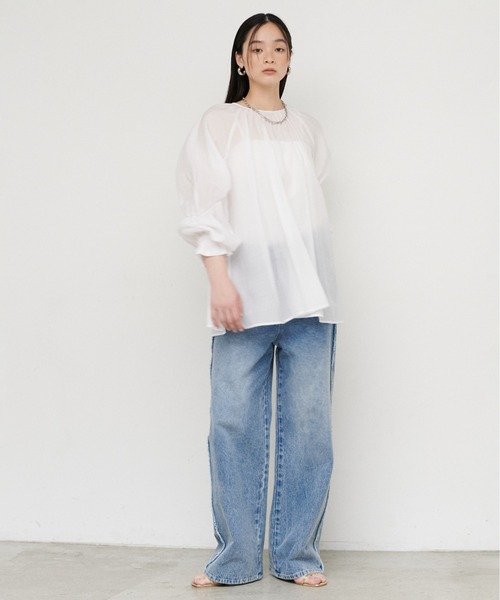 LARUTA ブラウス シャツ 「LARUTA」シアーラグランギャザー
