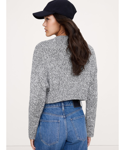 カーディガン オーバーサイズ コットン クロップドカーディガン