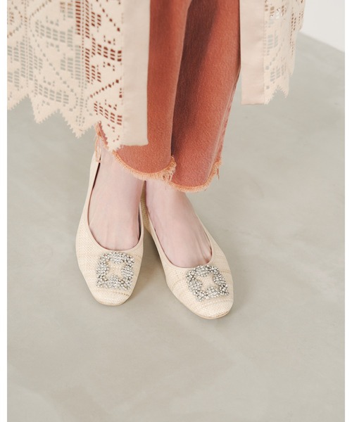 美品】VIVAIA ポインテッドトゥ リボン付きフラットシューズ 37 5(23 5