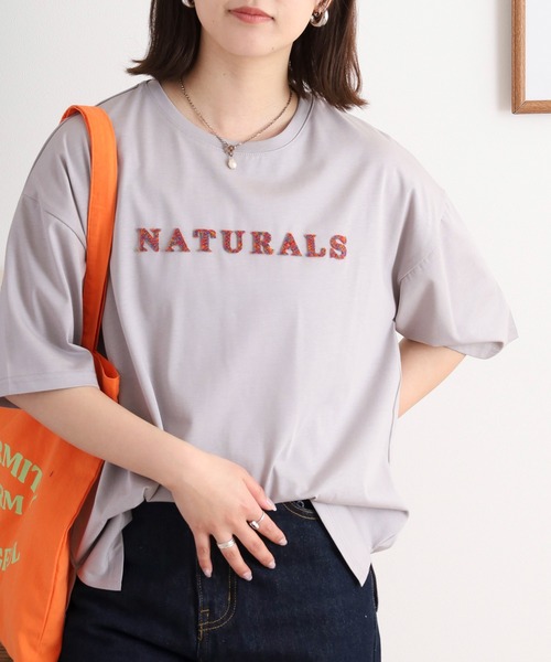 tシャツ BRODIAEA 歯ブラシ加工カラフルロゴ半袖Tシャツ レディース