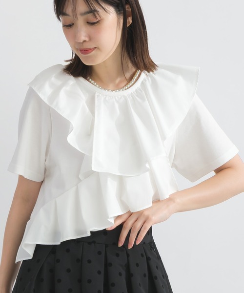 tシャツ フリルカラープルオーバー レディース