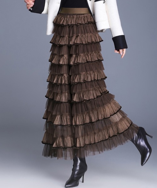 ReRe スカート チュールフリルロングスカート : ZOZOTOWN Yahoo!店