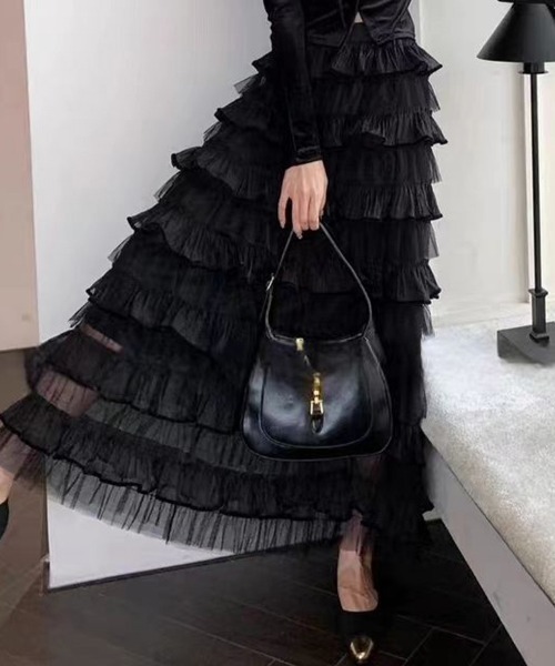 ReRe スカート チュールフリルロングスカート : ZOZOTOWN Yahoo!店