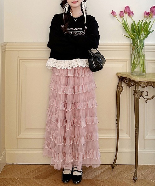 ReRe ロング スカート チュールフリルロングスカート : ZOZOTOWN Yahoo