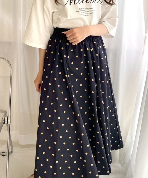 美品✨45R ヒッコリー 風呂敷のプリントスカート ロングスカート　水玉　ドット 美品✨45R ヒッコリー 風呂敷のプリントスカート ロングスカート 水玉