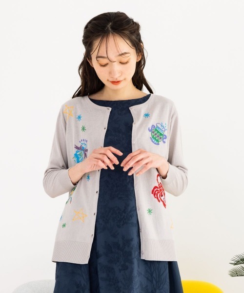 カーディガン 星座モチーフ刺繍カーディガン レディース