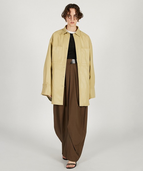 ワイドパンツ パンツ アシメタックベルトパンツ / Asymmetrical Belt Pants レディースの画像