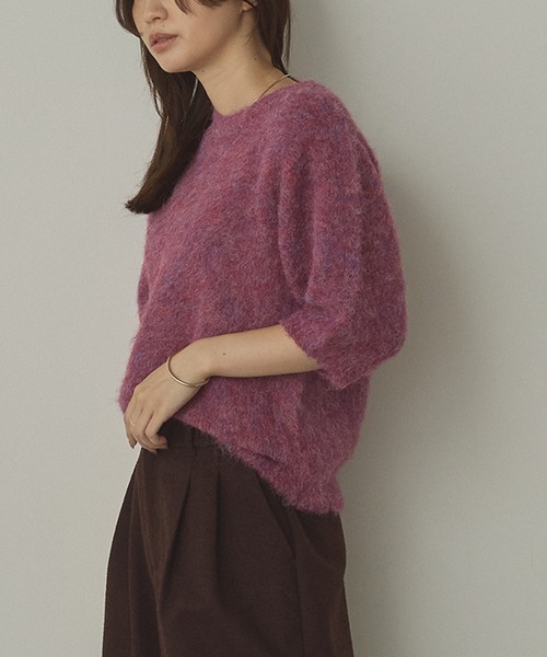 hunch（ハンチ） ニット セーター モヘアタッチ 半袖ニット レディース