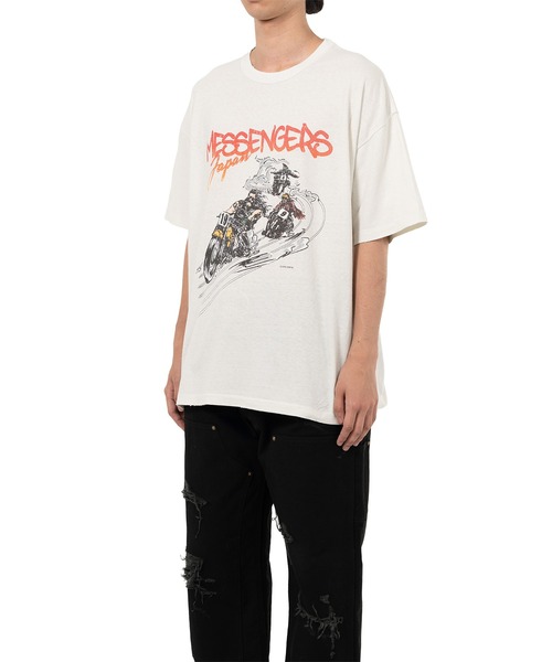 KAMIYA tシャツ Motorbike Messengers” Distressed T-shirt