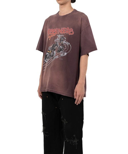Mika出品 KAMIYA tシャツ Motorbike Messengers” Distressed T-shirt
