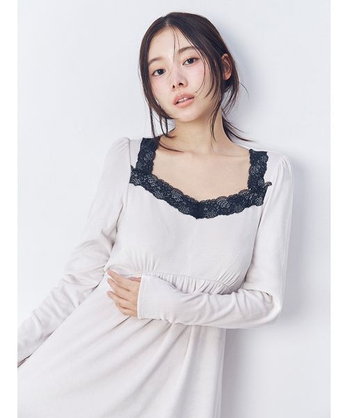 SNIDEL HOME パジャマ ルームウェア シルキーフリースワンピース