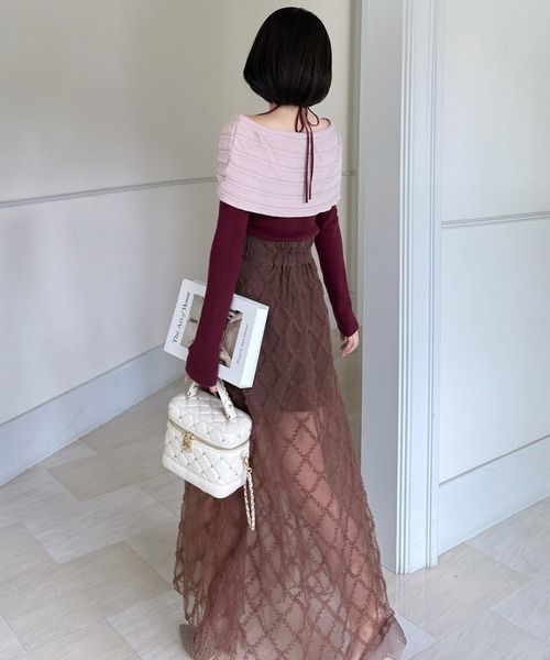  PARTY シアースカート インナーショーパン付シアーチェックロングフレアスカート｜ROYAL