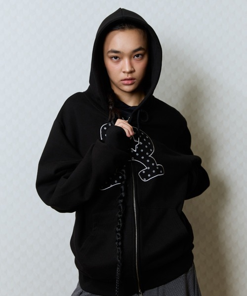LUVISTRUE フード　ジップアップ パーカー　黒 LUVISTRUE パーカー GT R HOOD ZIP UP レディース : ZOZOTOWN Yahoo!店