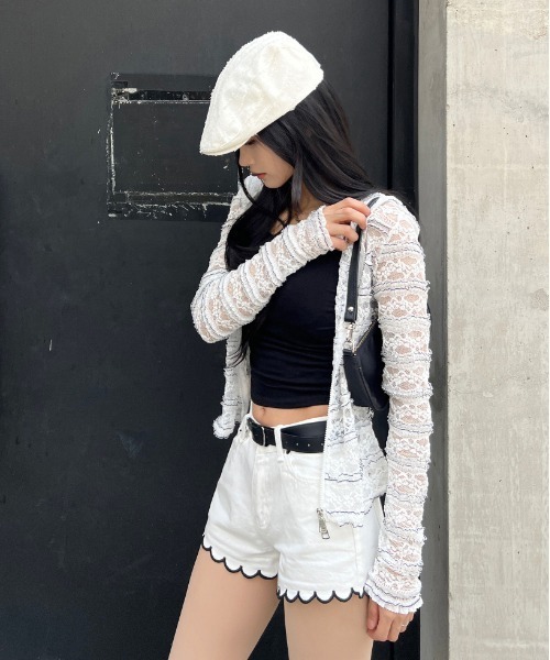 gossip!ロサンゼルス パーカー Y2K シースルー総レースパーカー