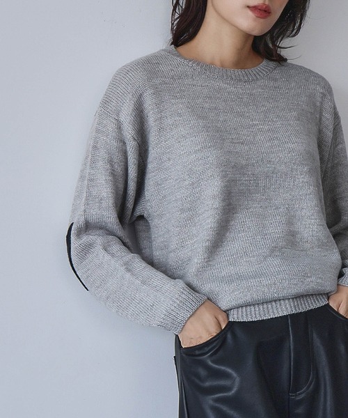 ELFRANK ニット セーター 「2025AW」ハートエルボーパッチ ニット プル