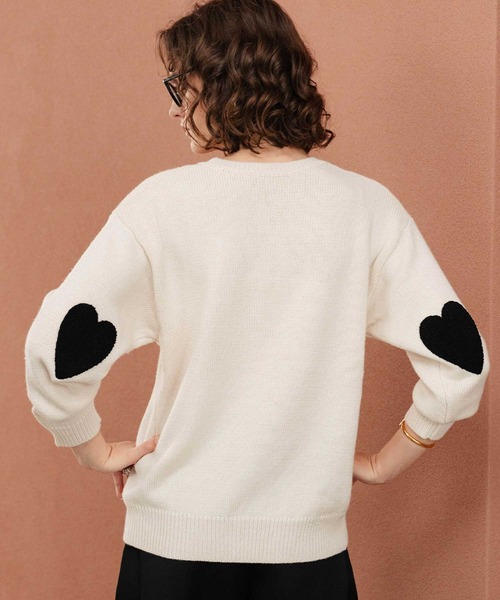 ELFRANK ニット セーター 「新色追加」ハートエルボーパッチ ニット