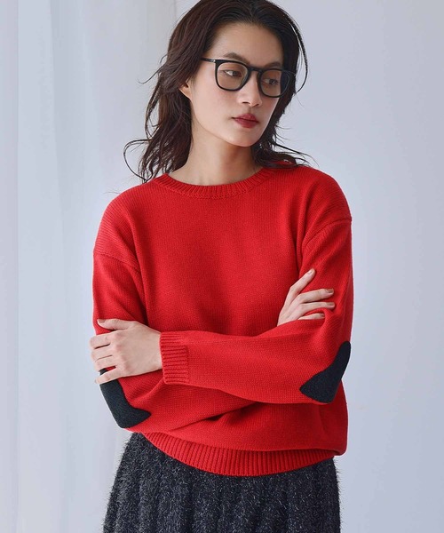 ELFRANK ニット セーター 「新色追加」ハートエルボーパッチ ニット