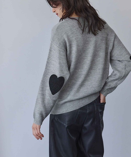 ELFRANK ニット セーター 「新色追加」ハートエルボーパッチ ニット