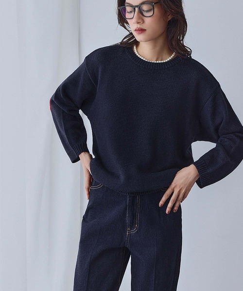 ELFRANK ニット セーター 「新色追加」ハートエルボーパッチ ニット
