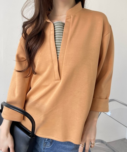 「Eclat one」 7分袖カットソー FREE オフホワイト レディース_画像7