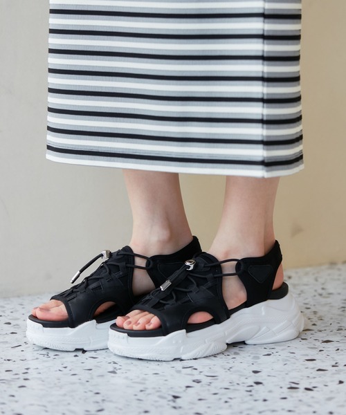 「Juze」 フラットサンダル M ベージュ系その他2 レディース_画像9
