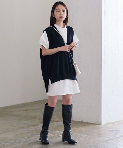 「KOBE LETTUCE」 半袖ワンピース FREE ネイビー レディース_画像8