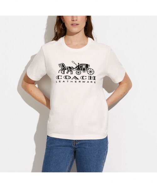 COACH（コーチ） 半袖Tシャツ X-SMALL ホワイト レディース : ZOZOTOWN