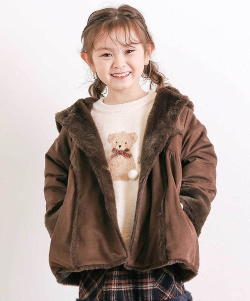 アミパリス　ブラウンムートンコート SLAP SLIP（スラップスリップ） ムートンコート ボアコート リボン+