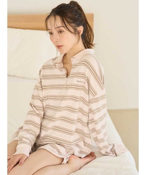 SNIDEL HOME パジャマ ルームウェア ボーダーポロセットアップ