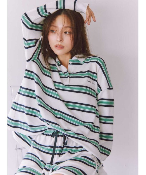 SNIDEL HOME パジャマ ルームウェア ボーダーポロセットアップ