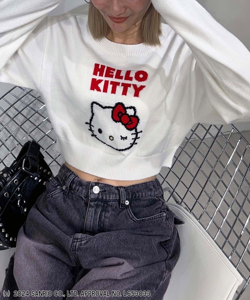 「4GEEKs by SPIRALGIRL」 長袖ニット「HELLO KITTYコラボ」 FREE ホワイト レディース_画像5