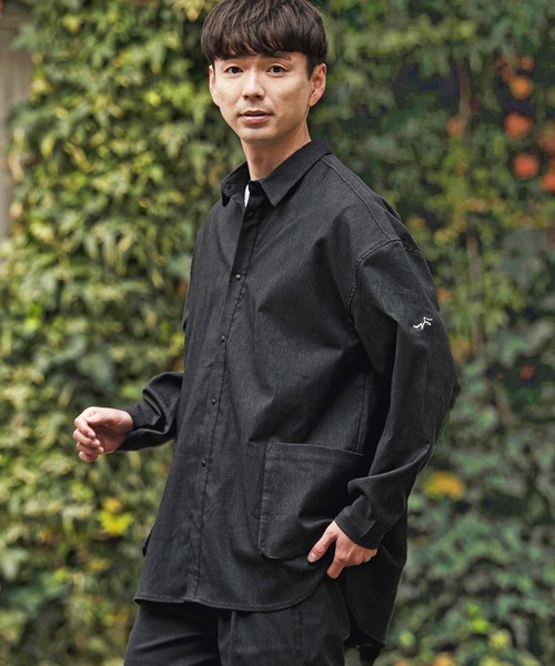定価4.8万 極美品 GIANNETTO ブラックデニム シャツジャケット 44 デニムジャケット gジャン mj11304- シャツジャケット-ストレッチ
