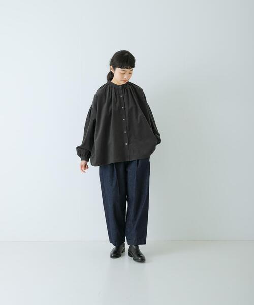 かぐれ ブラウス シャツ ドットコーデュロイブラウス レディース