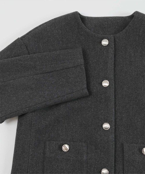 「ur's」 ノーカラージャケット S ブラック レディース_画像5