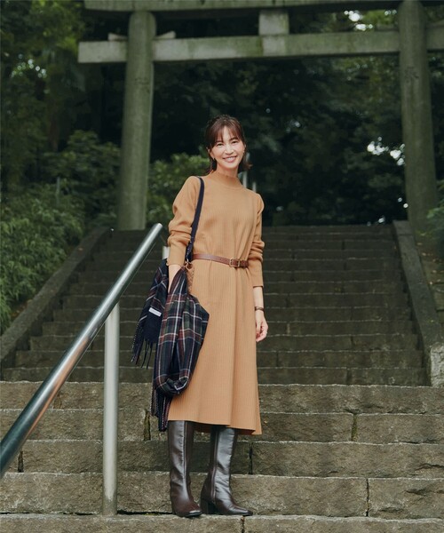 「Tiaclasse」 ニットワンピース S ボルドー レディース_画像3